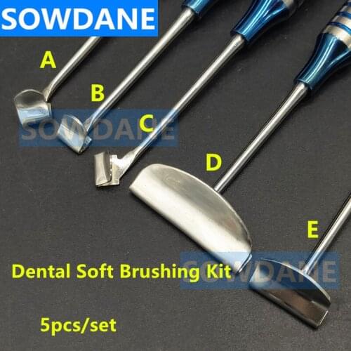 5pcs/set New Dental Implant Soft Brushing Kit Dental Surgical Lingual Flap Flaps Surgery Periosteal Incision Tool Instrument