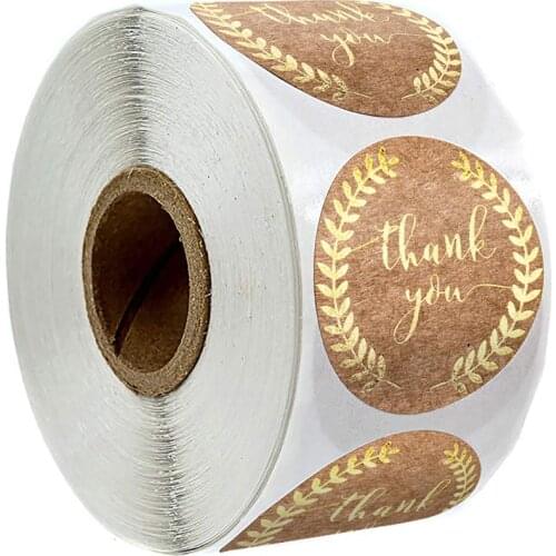 100-500 Pcs Round Thank You Sticker Roll With Gold Leaf Olive Branch Stickers For Local Handmade Gift Stickers Gold Seal Labels