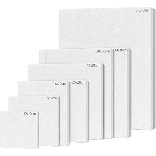 6Pcs White Blank Square Artist Canvas Wooden + Cotton Board Frame For Primed Oil Acrylic Paint Stretched Acrylic Board Panels