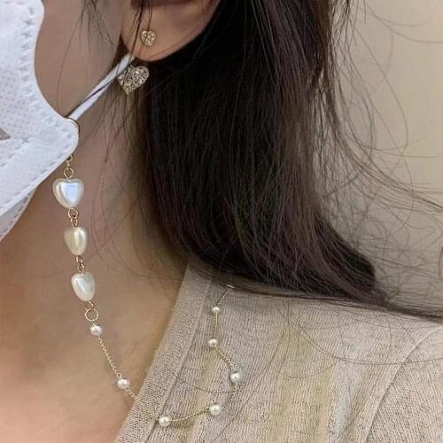 New Heart Pearl Cute Multicolor Beaded Mask Chain Glasses Holder Cord Lanyard With Lobster Hook Necklaces Strap Holder