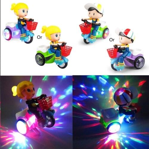 Electric Tricycle Toys 360 Degree Rotating Stunt Bicycle Music Light Toy Parent-child Kids Gifts