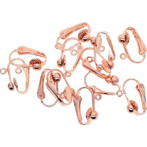 6 Pairs 16x14mm Rose gold Clip-On Converted Earrings Loop Findings Blanks Base for DIY Jewelry Making