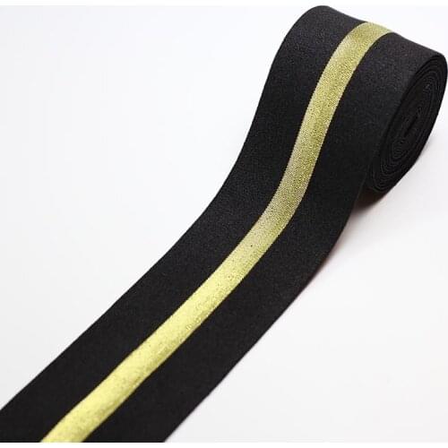 3 meters Gold Stripe Elastic Bands 50MM Elastic Ribbon Clothing Bags Trousers Elastic Rubber Webbing DIY Sewing Accessories