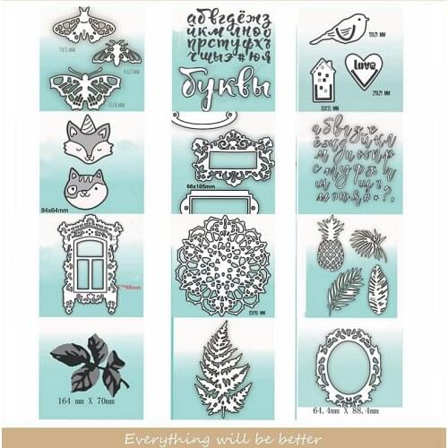Mix Animal Leaves Moth Butterfly Fox Letter Alphabet Flower Metal Cutting Dies Diy Handmade Round Square New Stencils Make Cards