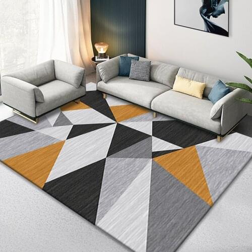 Fashion Modern Light Luxury Black Gray Marble Metal Line Living Room Bedroom Bedside Carpet Floor Mat Alfombra Tapetes De Sala