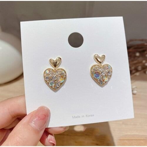 Zeojrlly Trendy Heart Women Dangle Earrings Korean Love Earrings Simple Heart Shape Small Metal Fashion Jewelry
