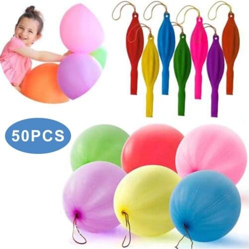 50pcs/ Pack Neon Punch Balloon Thickened Latex Colorful Round Elastic Racket Fitness Ball