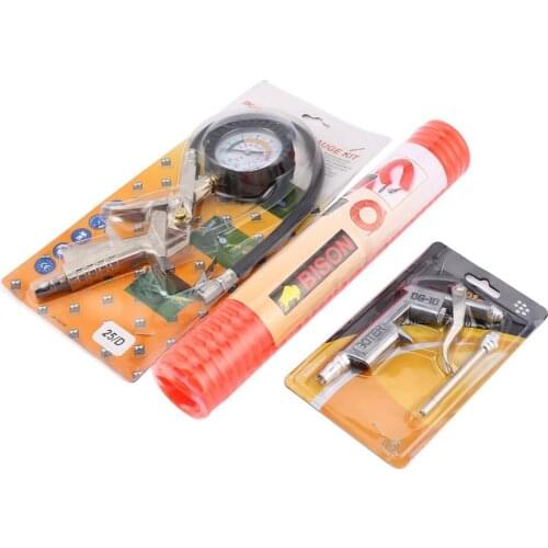 Three Piece Set Tyre Gauge Digital Car Truck Air Pressure Inflator Gauge Air Blowing Duster Gun Pu Hose Tube Pipe Kits