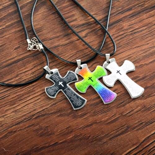 Stainless Steel Cross INRI Religion Long Men Necklaces Pendants Chain Punk for Boyfriend Male Jewelry Creativity Gift Wholesal