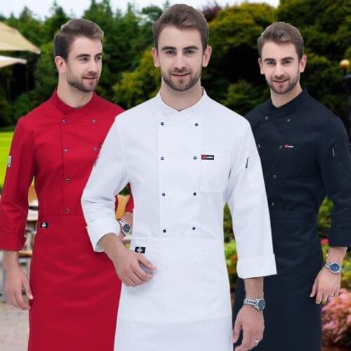 New Chef Jacket adult Food Service Restaurant Chef Uniform Kitchen Cook Clothes Chef Clothing Male Plus Size B-6267