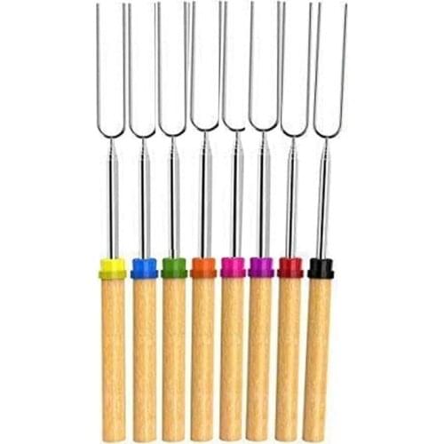 Marshmallow Sticks,16 Pcs Roasting Sticks for BBQ/Campfire/Camping,Stainless Steel Smores Sticks with Wooden Handles