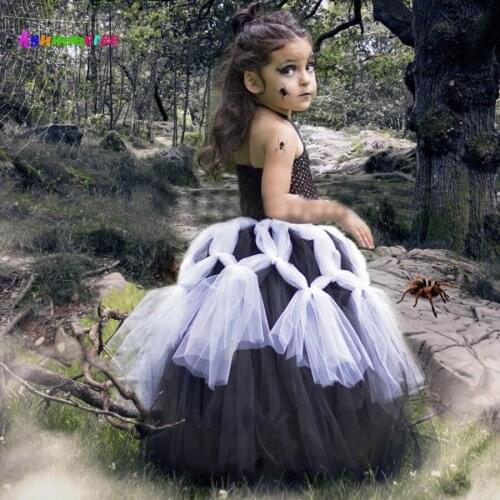 Ksummeree Girls Black Spider Web Tutu Dress Little Witch Dress Kids Halloween Costume Halloween Costume Gown TS129
