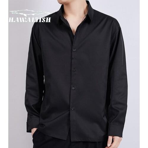 Camisa hombre spring new mens long-sleeved shirt male Korean version of the trend handsome white shirt casual loose shirt