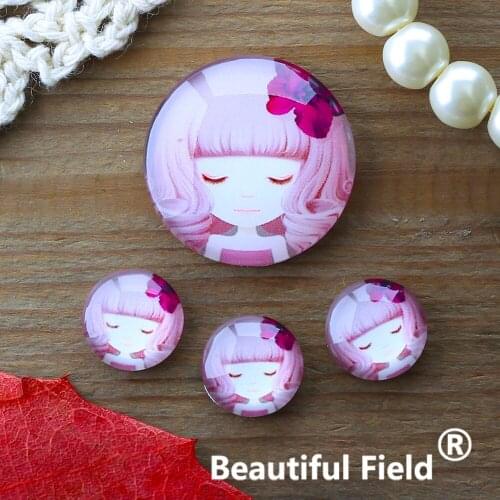 12mm 25mm 14mm 16mm 18mm 20mm Photo Glass Cabochons Round Cameo Set Handmade Settings Stone Girl QPP01