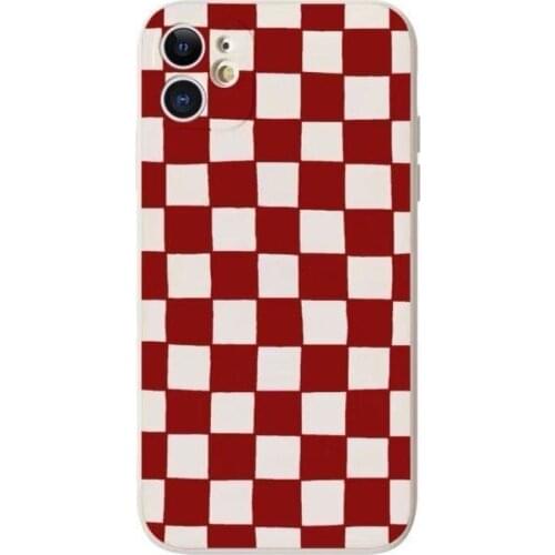 Stylish Red Checker Board Pattern Case for iPhone 11 12 Pro Max 8 7 Plus Xr Xs Max X SE 2020 12 Soft Back Cover Coque Capa