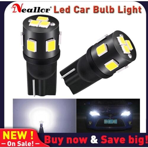 2pcs T10 Led Bulb W5W 9SMD 2835 Chips 194 168 Car Interior Dome Reading Lamp Wedge Side Bulb Car Lights 6000K White 12V 2821 5W5