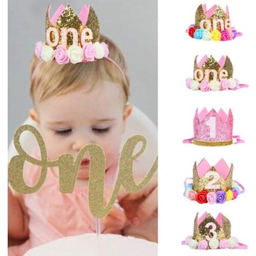 Birthday Party Decorations Kids Baby 1 2 3 Year Old Birthday Balloons Baby Shower Boy Girl 1st Birthday Party Crown Hat