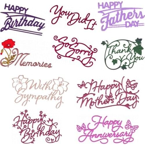 You Did It Memories So Sorry With Sympathy Happy Birthday Phrases Metal Cutting Dies for DIY Scrapbooking Cards Crafts 2019 New