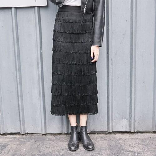 Womens Clothing 2018 Autumn New Fringed Skirt Skirt A Word Skirt Female High Waist Skirt Women