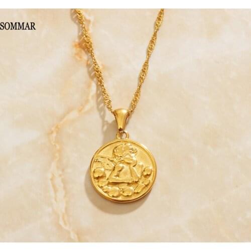 SOMMAR Newest Arrival Gold color Maiden necklaces & pendants Relief little angel perfume women Fashion Popular Luxury Jewelry