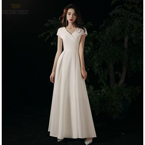 Wedding dresses for women V-neck Floor-Length wedding dress A-Line Pleat Bridal Dresses