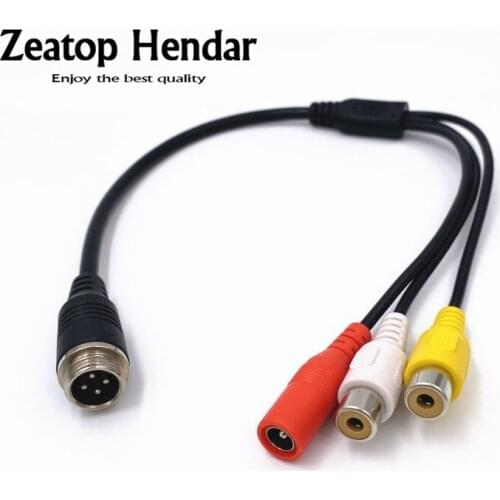 10Pcs M12 4Pin Aviation Male Plug to 2 RCA + DC Female Extension Cable Adapter for CCTV Camera Security DVR Microphone 35CM