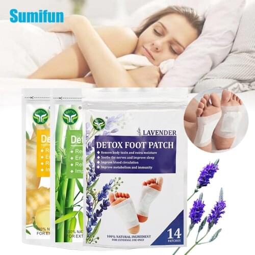 14pcs/bag 3Types Detox Foot Patches Remove Body Toxins Improve Sleep Relieve Pressure Herbal Adhesive Slimming Foot Stickers