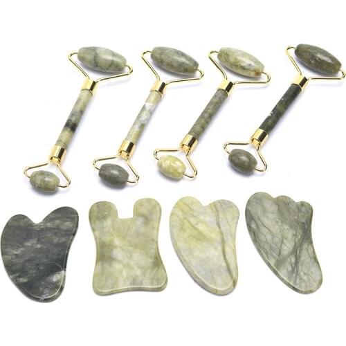 2PC skin care Gua sha beauty health Massager for face face care Gouache scraper Facial Massager Roller Natural Jade