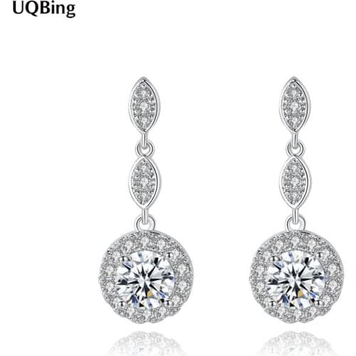 2019 Fashion Crystal Rhinestone 925 Sterling Silver Stud Earrings Jewelry Pendientes Brincos Fashion Jewelry