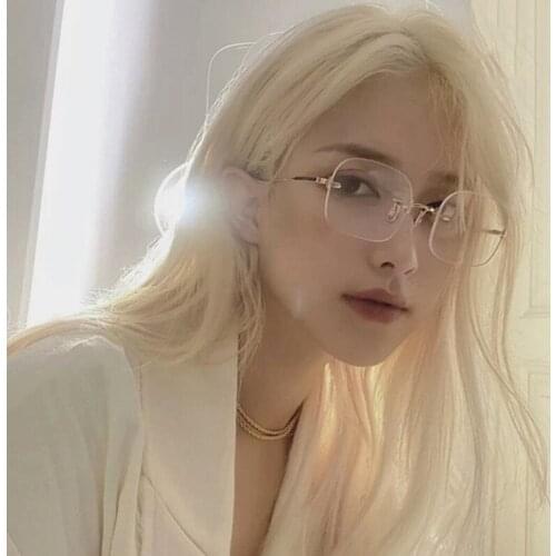 2021 New Fashion Glasses Women Frameless Ladies Anti-blue Light Flat Mirror Retro Glasses Women and Men Glasses Computer Glasses