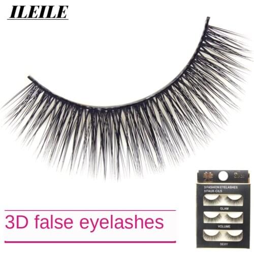 3 Pairs Handmade Eye Lashes Makeup Tips Eyelashes Cross Makeup Tool Long False Eye lashes Fiber Eyelash Extension Tools