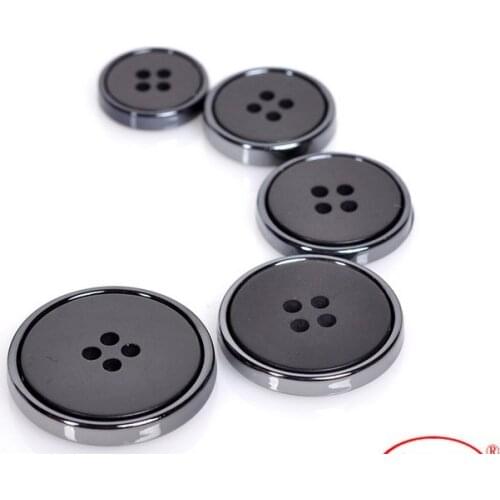 30Pcs Round 4 Hole Suit Buttons Resin Black Men Coat Button Trench Clothing Overcoat Buttons DIY 14/16/19/22MM