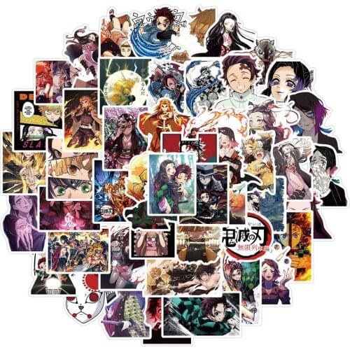 50/100pcs Anime Demon Slayer Stickers Kimetsu No Yaiba Sticker Waterproof Laptop Skateboard Luggage Motorcycle Guitar Kids Toy