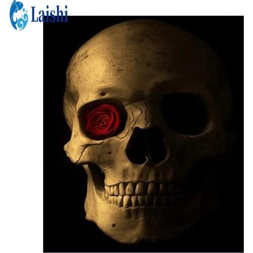 5D DIY Rose skull Diamond painting circle full drill round/square Diamond embroidery cross stitch mosaic home decor label
