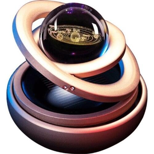 Solar Auto Smart Rotating Aromatherapy Car Aroma Decoration Aluminum Alloy Double Ring Suspended Car Interior Car Air Freshener