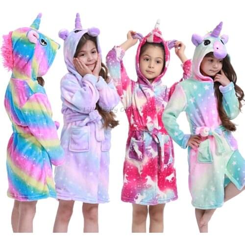 Boy Girl Childrens bathrobe Robe De Princess Unicorn Bathrobe for Girls Childrens Robes for 2-11Years Towel Robes Pajamas