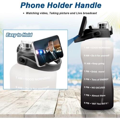 2000ml Gallon Water Bottle with Straw 2 Litre Large Capacity Tritan BPA Free Motivational Quote Time Marker Fitness Jugs