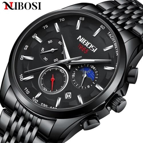 NIBOSI Business Classic Mens Watch Fashion Top Luxury Brand Chronograph Waterproof Sport Military Clock Male Relogio Masculino