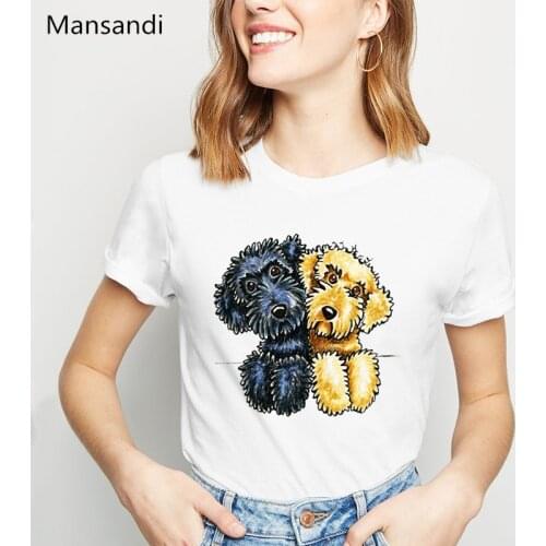 Black Yellow Labradoodles Lined Up animal printed t shirt women clothes 2019 funny vogue tshirt femme streetwear female t-shirt