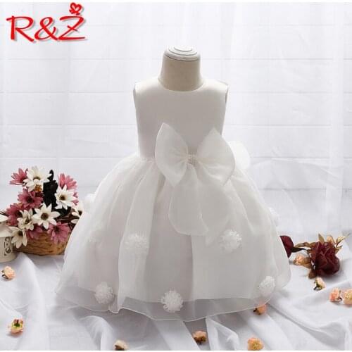 R&Z children dress 2019 summer new girls dress bow flower dress wedding flower girl fluffy lace dress