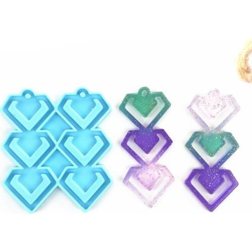 DIY Earrings Pendant Keychain Epoxy Resin Mold Keyring Casting Silicone Mould F3MF