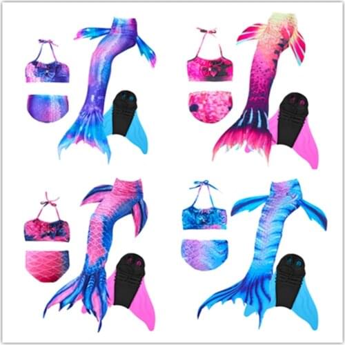 Girls Swimming Mermaid Tails with Monofin Carnivel Costume for Child Ariel Mermaid Tail Flippers Cosplay Kids Swimwear Swimsuit