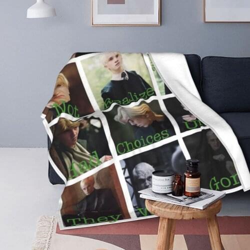 Draco Malfoy Plaid Death Eeaters Blanket Flannel Winter Magic Wizard Breathable Lightweight Throw Blanket for Bedding Couch Rug