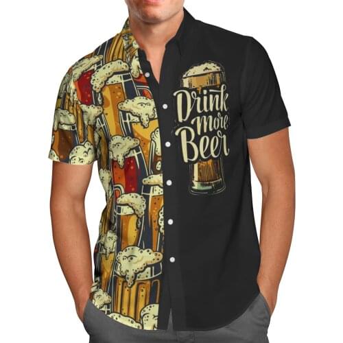 Drink Beer 3D Beach Hawaiian 2021 Summer Shirt Short Sleeve Shirt Hip Hop Streetwear Oversized 5XL Camisa Social Chemise Homme