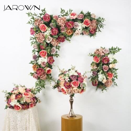 JAROWN Customize Flower Arrangement Flower Ball Flower Row Wedding Decor Artificial Flowers Centerpiece Party Stage Background