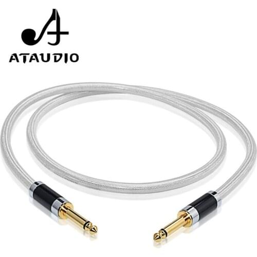 ATAUDIO Hifi Stereo 6.35mm to Straight 6.5mm Cable Copper and Silver MONO 1/4" TRS Jack 6.5 Guitar Electronic Organ Cable