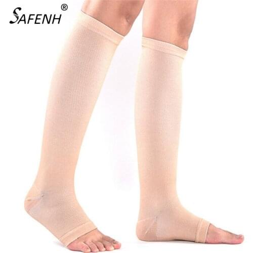 Compression Level Support Knee High Tip Open Varicose socks Medical Elastic Toeless Socks
