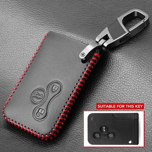 Leather car key Card Case cover for Renault Clio Megane Grand Scenic 3 button Car key cover case Shell