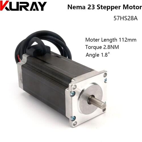 Kuray 2 Phase 112mm Length Nema 23 Stepper Motor 57HS 3A 2.8N.m 4 Wire For CNC Engraving Milling Plasma Machine