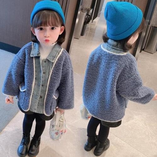 New Jean Splicing Jacket Winter Spring Autumn Coat Outerwear Top Children Clothes School Kids Costume Teenage Girl Clothing